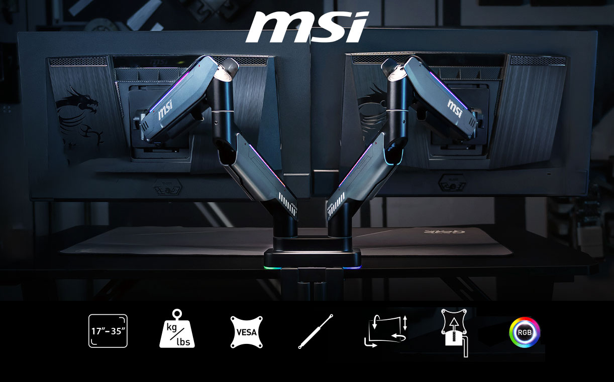 MSI MPG MT201DR RGBモニターアーム ＋おまけの保護プレート付き MPG MT201DR | Monitor Mount | MSI